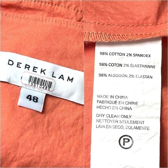 DEREK LAM Coral Cotton Smocked Ruched Tie Waist Short Sleeve Flare Mini Dress 12 - Picture 10 of 13